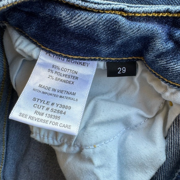 Flying Monkey denim straight leg raw hem  Jeans Sz 29 - Picture 8 of 12